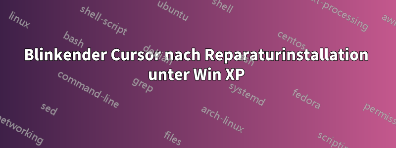 Blinkender Cursor nach Reparaturinstallation unter Win XP
