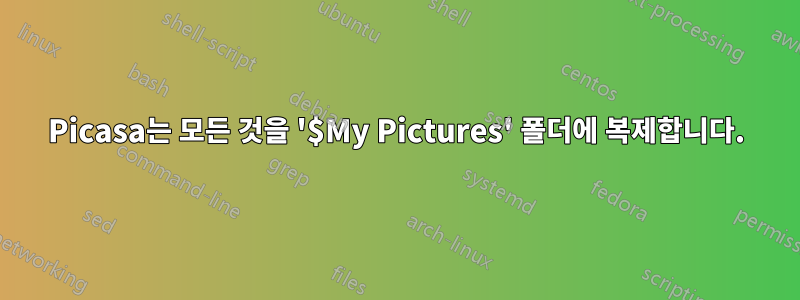 Picasa는 모든 것을 '$My Pictures' 폴더에 복제합니다.