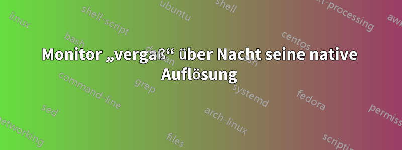 Monitor „vergaß“ über Nacht seine native Auflösung
