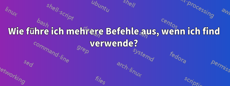 Wie führe ich mehrere Befehle aus, wenn ich find verwende?