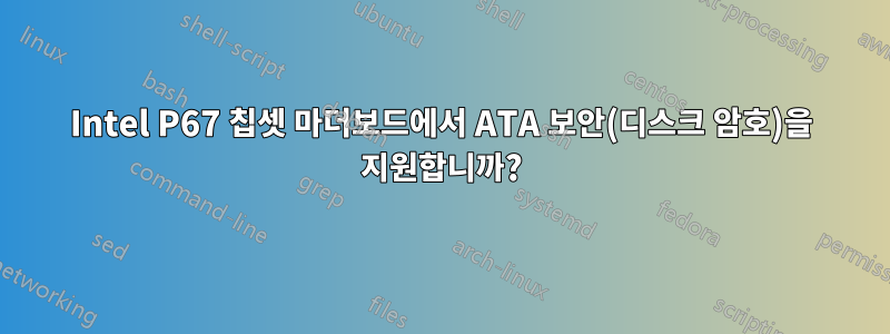 Intel P67 칩셋 마더보드에서 ATA 보안(디스크 암호)을 지원합니까?