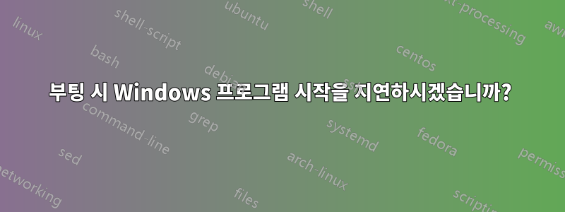 부팅 시 Windows 프로그램 시작을 지연하시겠습니까?