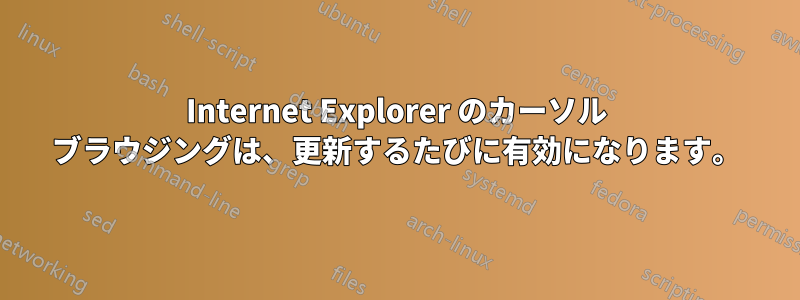 Internet Explorer のカーソル ブラウジングは、更新するたびに有効になります。