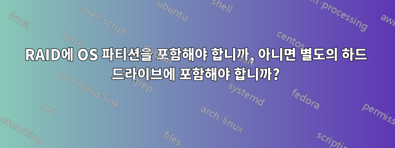 RAID에 OS 파티션을 포함해야 합니까, 아니면 별도의 하드 드라이브에 포함해야 합니까?