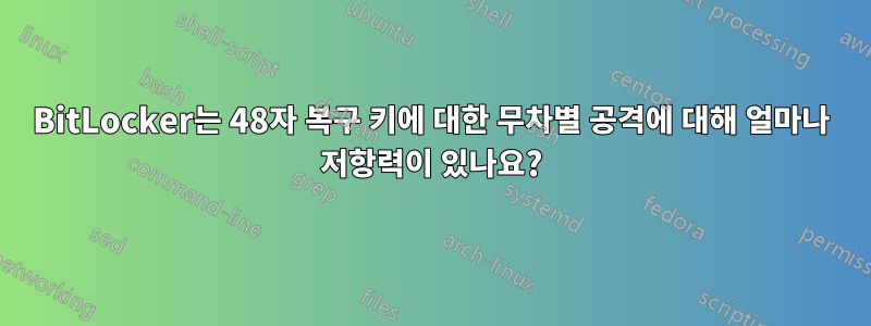 BitLocker는 48자 복구 키에 대한 무차별 공격에 대해 얼마나 저항력이 있나요?