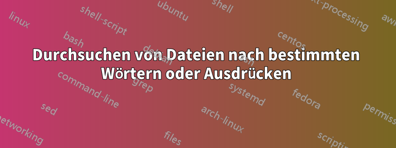 Durchsuchen von Dateien nach bestimmten Wörtern oder Ausdrücken