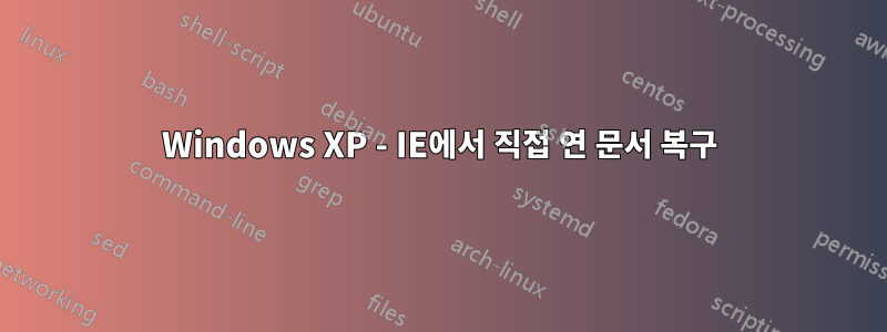 Windows XP - IE에서 직접 연 문서 복구