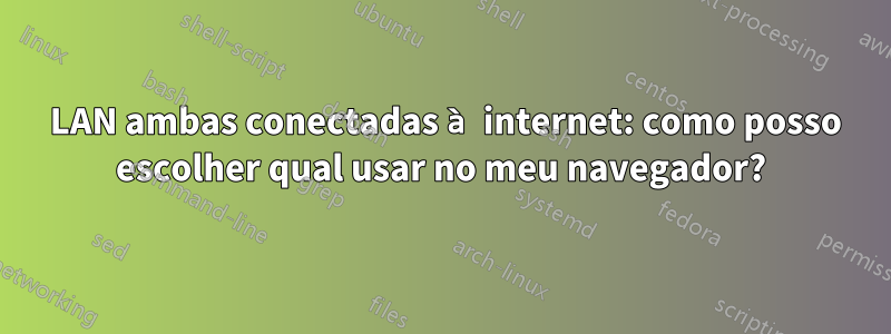 2 LAN ambas conectadas à internet: como posso escolher qual usar no meu navegador?