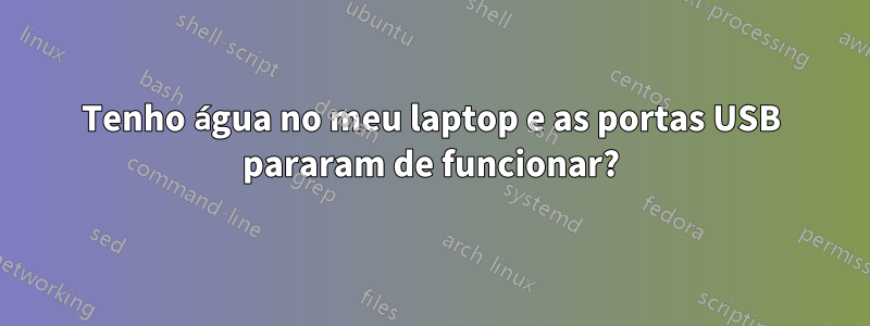 Tenho água no meu laptop e as portas USB pararam de funcionar?