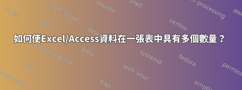 如何使Excel/Access資料在一張表中具有多個數量？