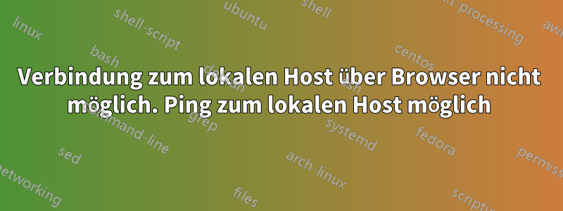 Verbindung zum lokalen Host über Browser nicht möglich. Ping zum lokalen Host möglich