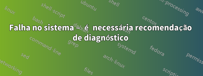 Falha no sistema – é necessária recomendação de diagnóstico