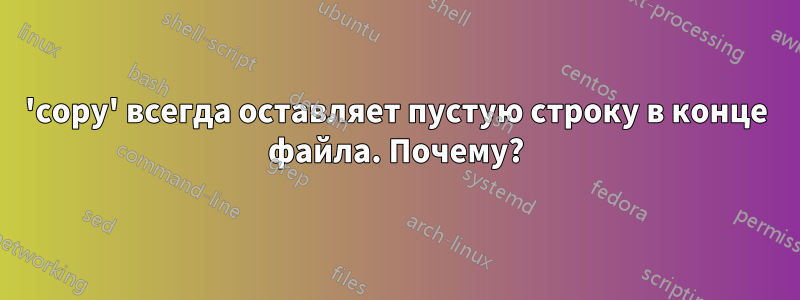 'copy' всегда оставляет пустую строку в конце файла. Почему?