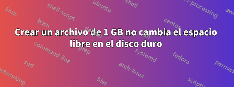 Crear un archivo de 1 GB no cambia el espacio libre en el disco duro