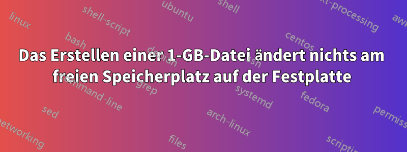 Das Erstellen einer 1-GB-Datei ändert nichts am freien Speicherplatz auf der Festplatte