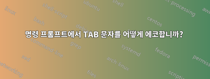 명령 프롬프트에서 TAB 문자를 어떻게 에코합니까?