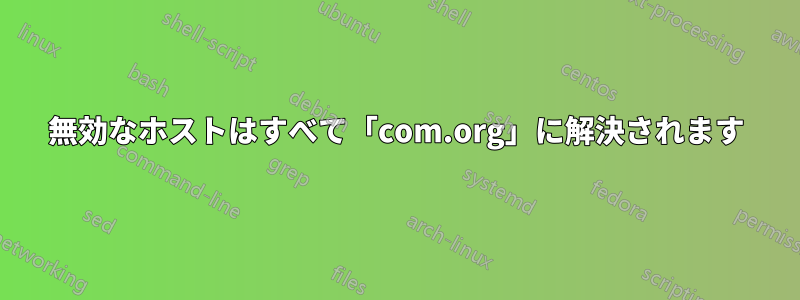 無効なホストはすべて「com.org」に解決されます