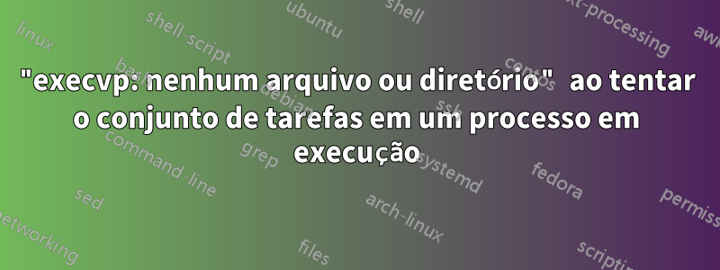 "execvp: nenhum arquivo ou diretório" ao tentar o conjunto de tarefas em um processo em execução