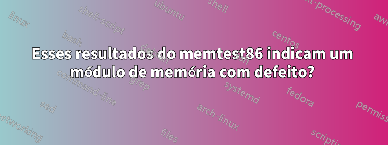 Esses resultados do memtest86 indicam um módulo de memória com defeito?