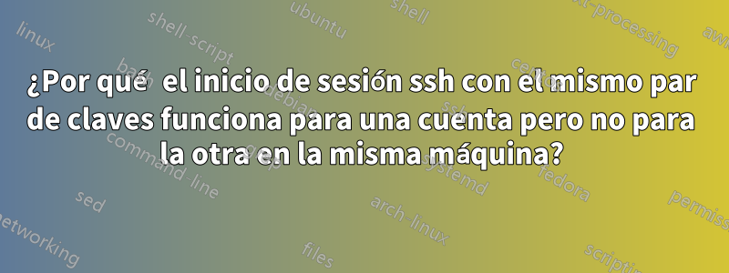 ¿Por qué el inicio de sesión ssh con el mismo par de claves funciona para una cuenta pero no para la otra en la misma máquina?