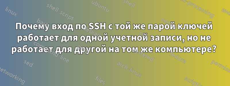 Почему вход по SSH с той же парой ключей работает для одной учетной записи, но не работает для другой на том же компьютере?