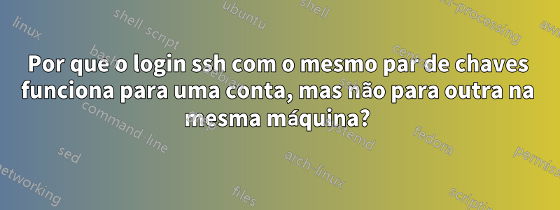 Por que o login ssh com o mesmo par de chaves funciona para uma conta, mas não para outra na mesma máquina?