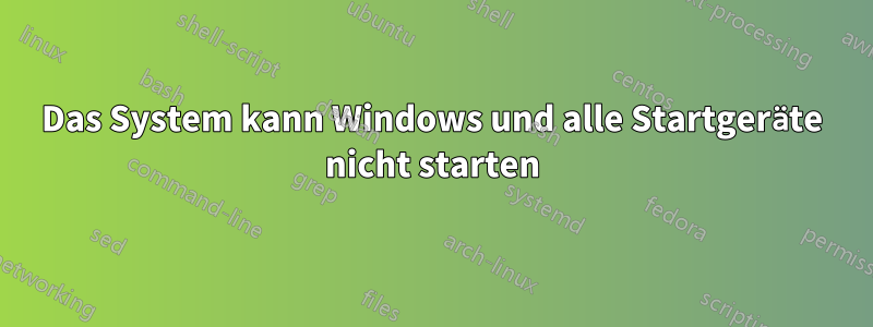 Das System kann Windows und alle Startgeräte nicht starten