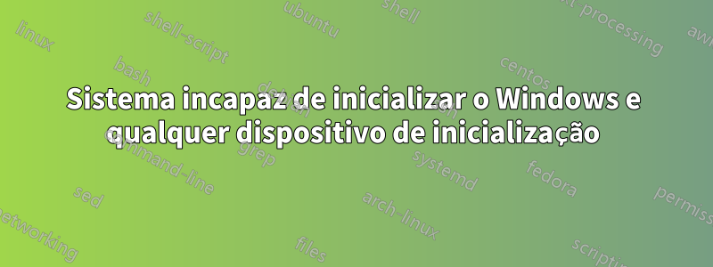 Sistema incapaz de inicializar o Windows e qualquer dispositivo de inicialização