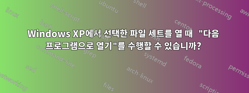 Windows XP에서 선택한 파일 세트를 열 때 "다음 프로그램으로 열기"를 수행할 수 있습니까?