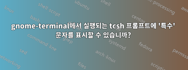 gnome-terminal에서 실행되는 tcsh 프롬프트에 '특수' 문자를 표시할 수 있습니까?