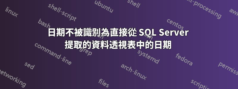 日期不被識別為直接從 SQL Server 提取的資料透視表中的日期