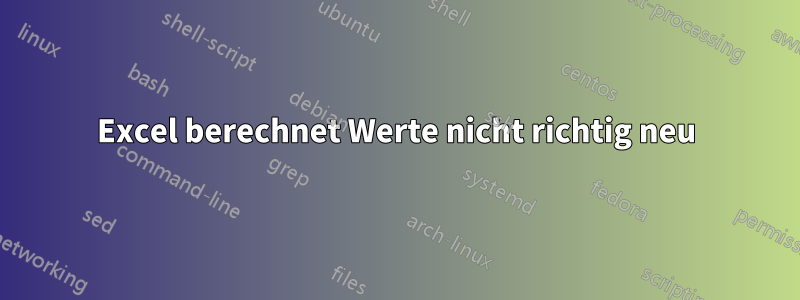 Excel berechnet Werte nicht richtig neu