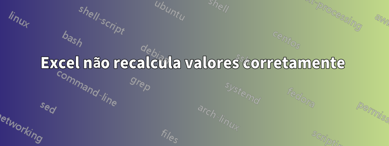 Excel não recalcula valores corretamente