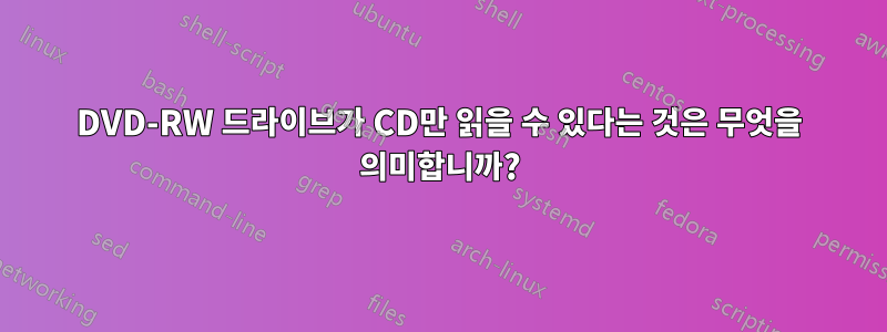 DVD-RW 드라이브가 CD만 읽을 수 있다는 것은 무엇을 의미합니까?