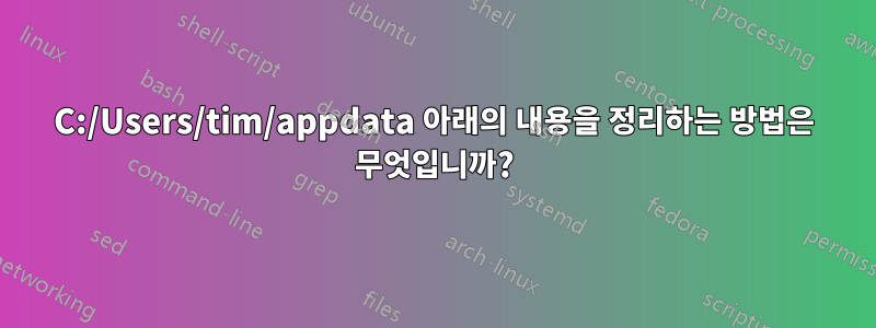 C:/Users/tim/appdata 아래의 내용을 정리하는 방법은 무엇입니까?