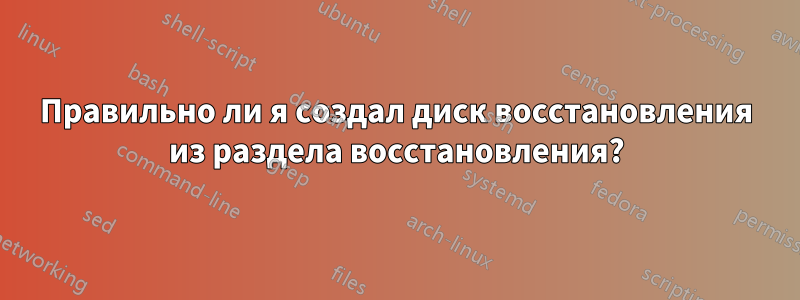 Правильно ли я создал диск восстановления из раздела восстановления?