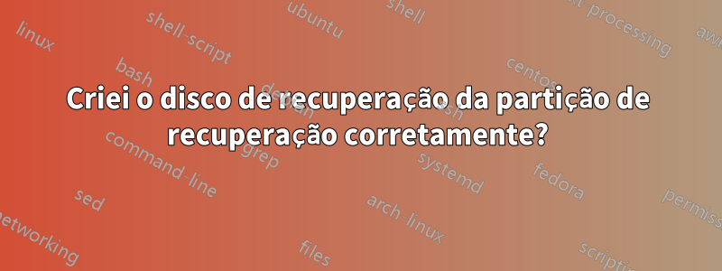 Criei o disco de recuperação da partição de recuperação corretamente?