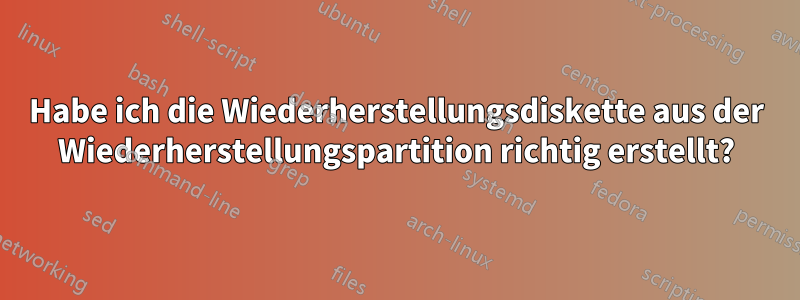 Habe ich die Wiederherstellungsdiskette aus der Wiederherstellungspartition richtig erstellt?