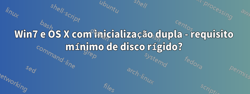 Win7 e OS X com inicialização dupla - requisito mínimo de disco rígido?