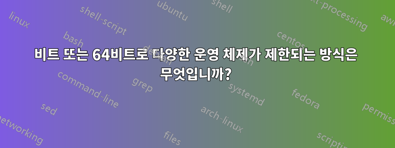 32비트 또는 64비트로 다양한 운영 체제가 제한되는 방식은 무엇입니까?