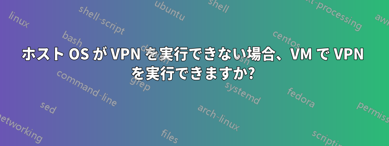 ホスト OS が VPN を実行できない場合、VM で VPN を実行できますか?