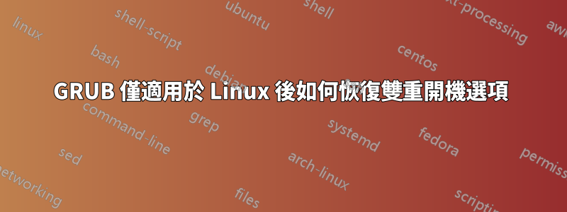 GRUB 僅適用於 Linux 後如何恢復雙重開機選項