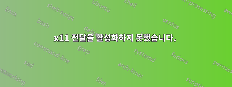 x11 전달을 활성화하지 못했습니다.