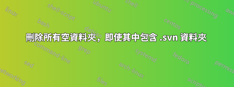 刪除所有空資料夾，即使其中包含 .svn 資料夾