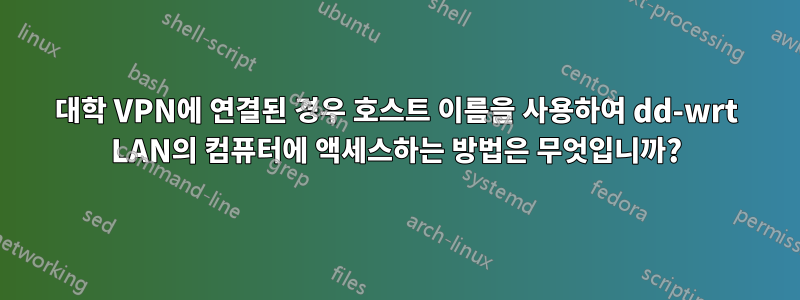 대학 VPN에 연결된 경우 호스트 이름을 사용하여 dd-wrt LAN의 컴퓨터에 액세스하는 방법은 무엇입니까?