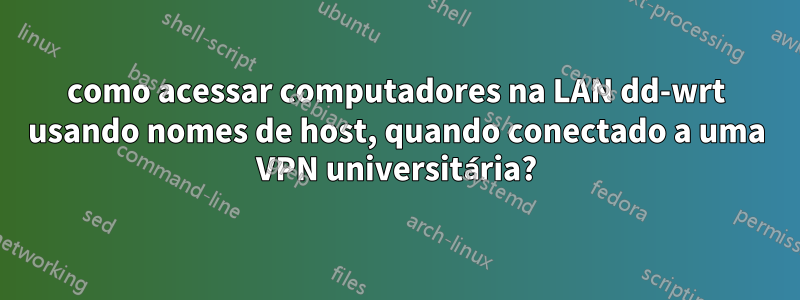 como acessar computadores na LAN dd-wrt usando nomes de host, quando conectado a uma VPN universitária?