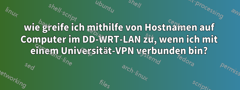 wie greife ich mithilfe von Hostnamen auf Computer im DD-WRT-LAN zu, wenn ich mit einem Universität-VPN verbunden bin?
