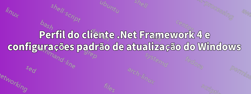 Perfil do cliente .Net Framework 4 e configurações padrão de atualização do Windows