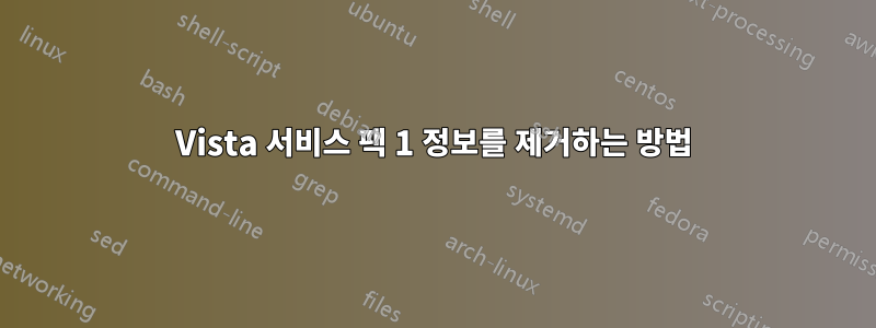 Vista 서비스 팩 1 정보를 제거하는 방법