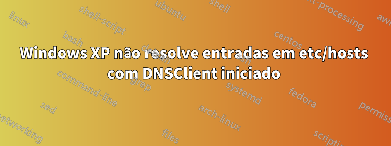 Windows XP não resolve entradas em etc/hosts com DNSClient iniciado